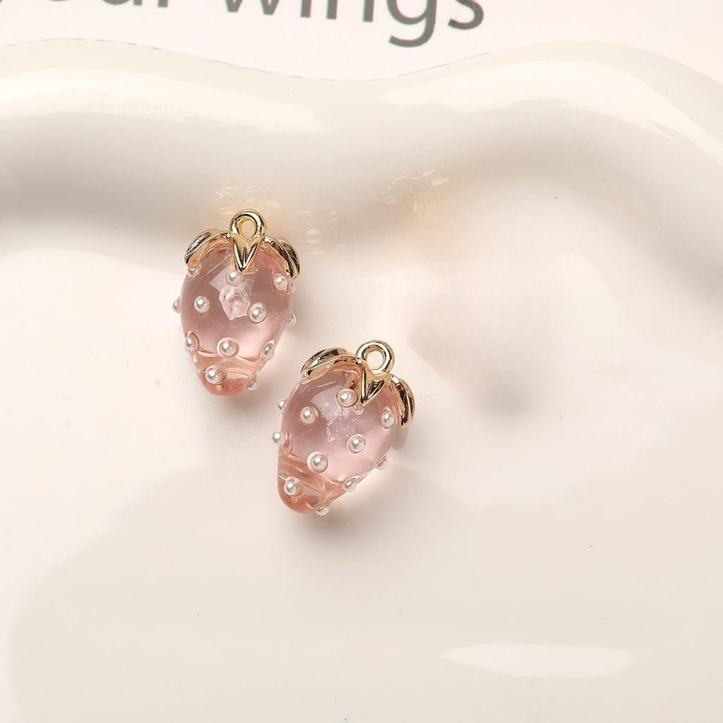 2Pcs Resin Sweet Strawberry Bead Pendant Charms Diy Handmade Jewelry Making Earring Necklace Bracelet Keychains Accessories