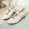 Fashion One Buckle Block Heel Single Shoes Autumn New Round Toe Light Mouth Soft Leather Comfortable Plus Size Work Shoes