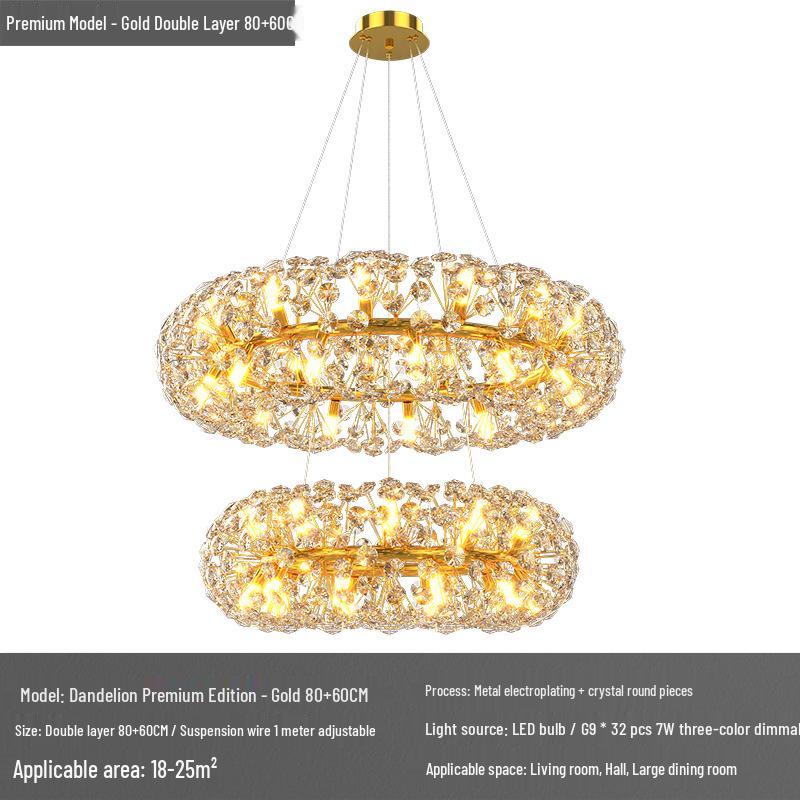 Modern Crystal Dandelion Chandelier for Living Room, Bedroom, or Dining Room - 2025 Style