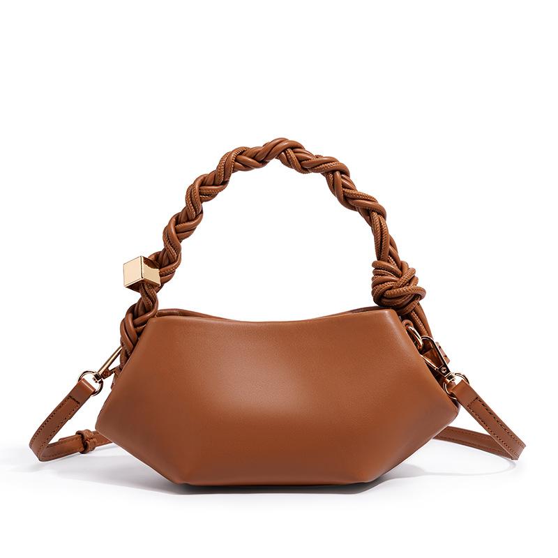 Folded Handle Women'S Clutch Bag Versatile Commuter Large Capacity Soft Waxy Dumpling Bag Shiling Bag