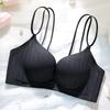 Summer Solid Color Front Buckle Women's Steel-free Back Bra Cover Gathers Medium and Thick Cup Thin Shoulder Strap New Model