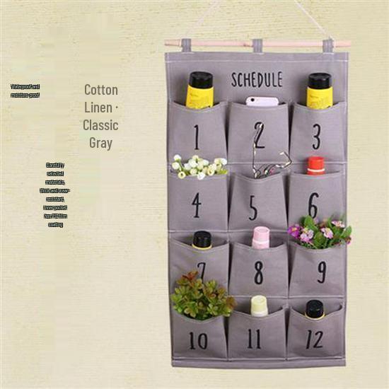 Multi-layer Fabric Hanging Storage Bag for Dormitory and Wardrobe Door, Wall-Mounted Phone Organizer