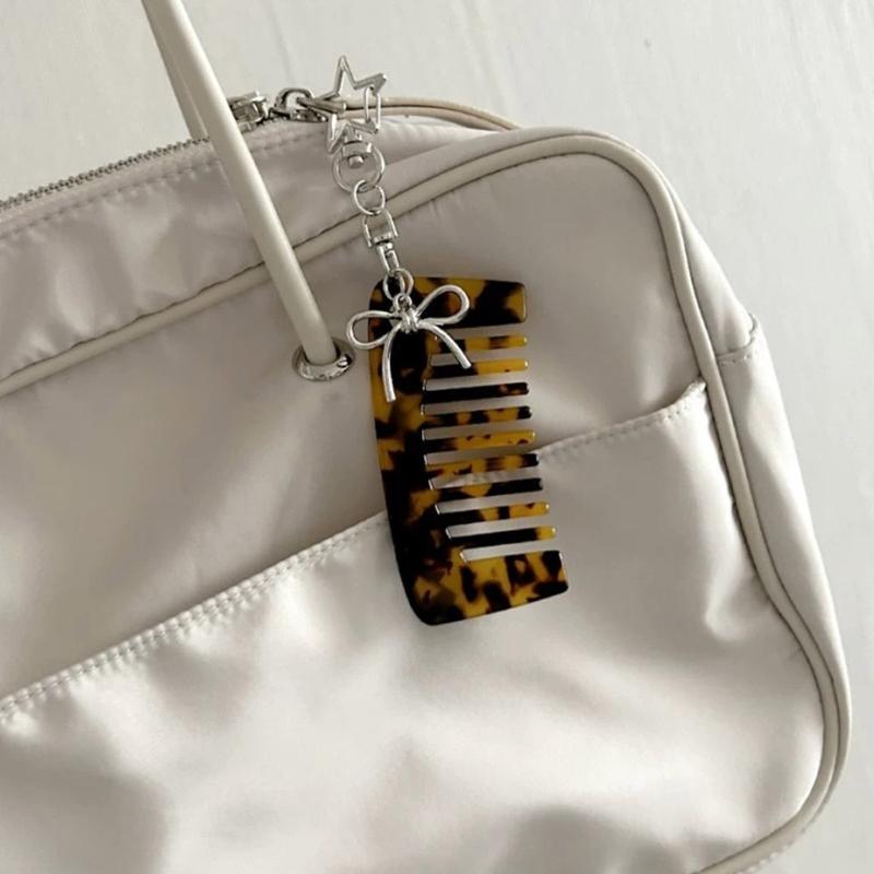 Multipurpose Comb Key Holder Hair Accessory Lightweight Acrylic Alloy Hair Grooming Keychain  For Gift Giving