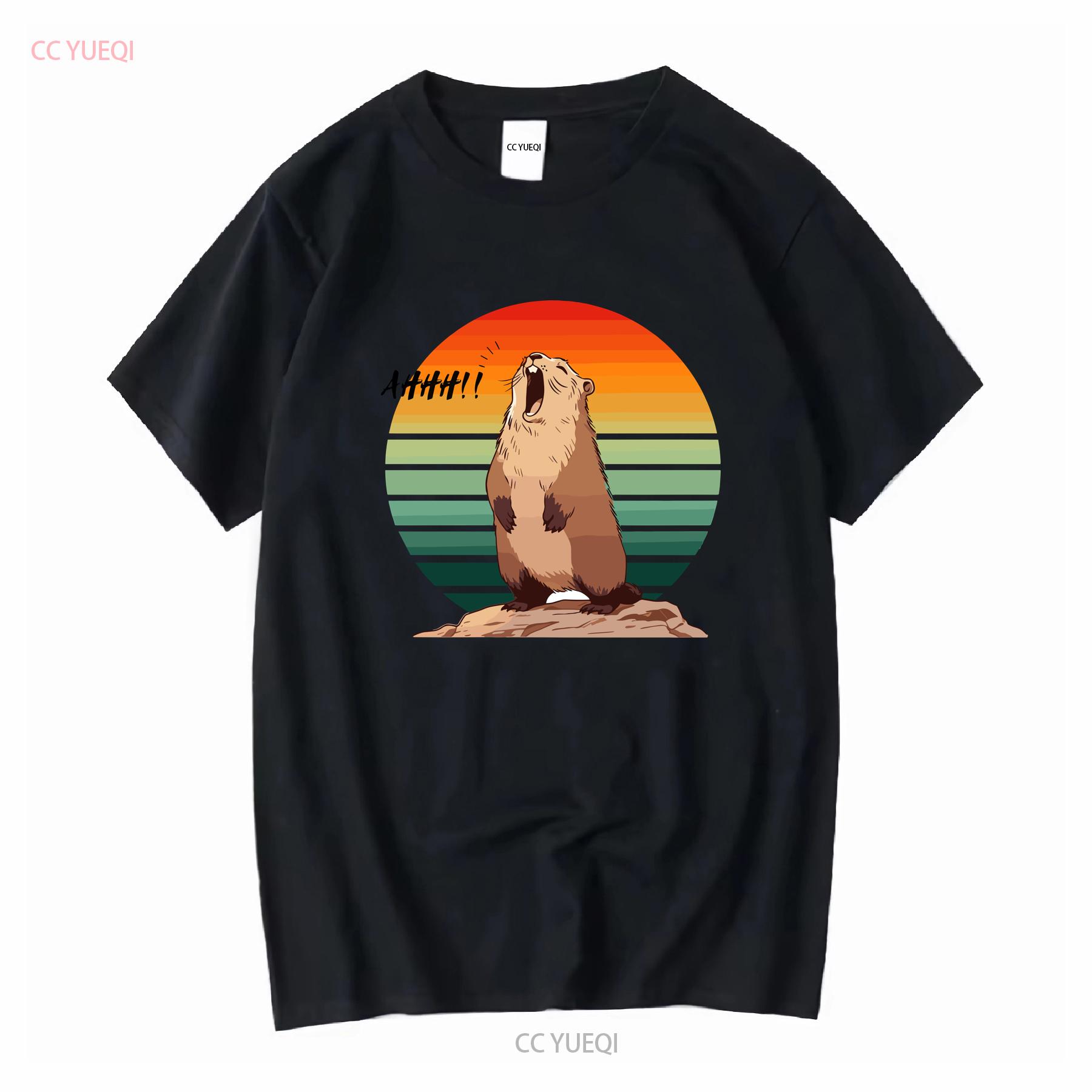 

Screaming MarmoT T Shirt Meme Groundhog Prairie Dog Funny Animal long or short sleeves vintage Washed graphic designer clothes 4XL