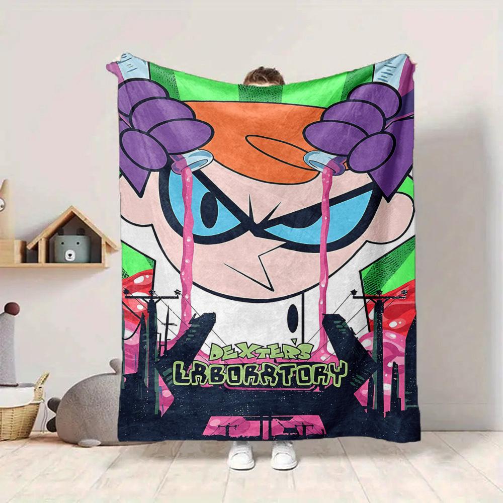 1pc Dexter's Laboratory Cozy Print Blanket Lightweight Warm Flannel Throw Blanket For Sofa, Bed, Living Room