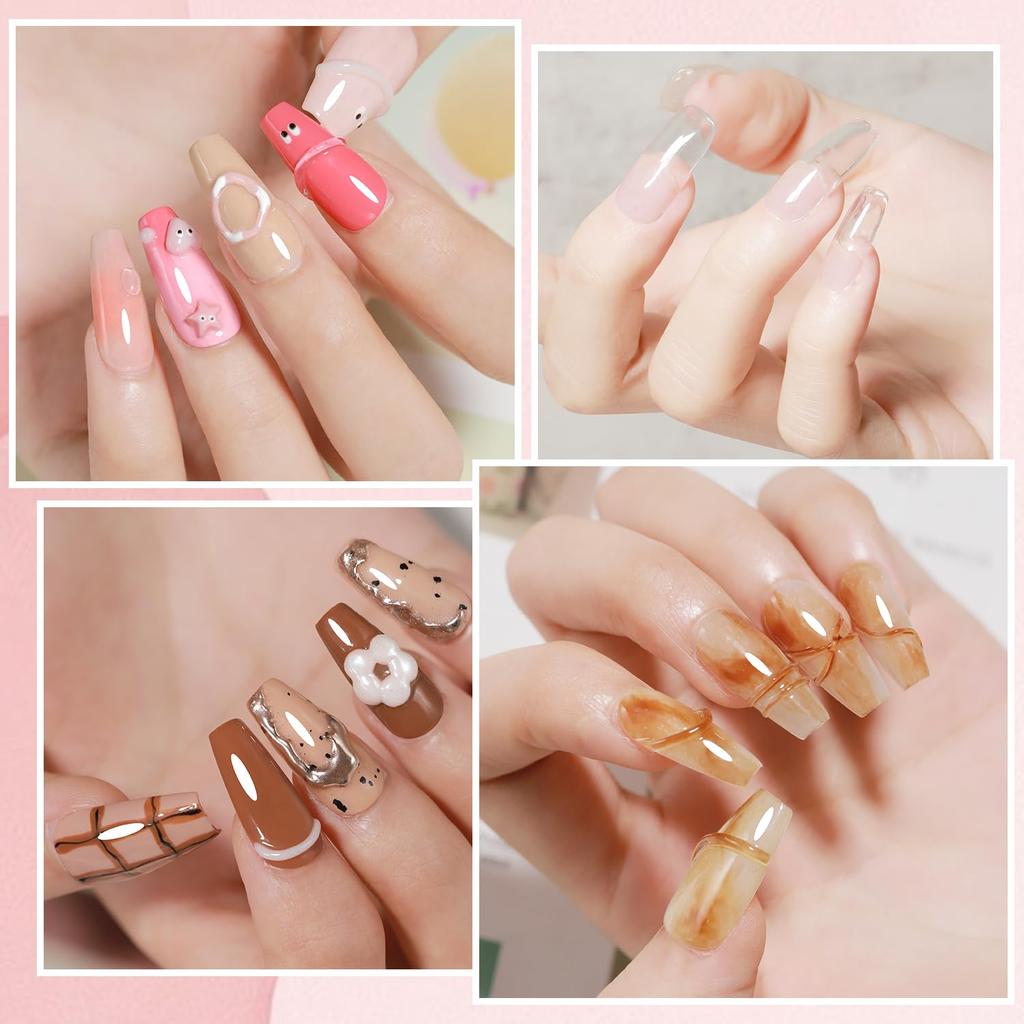 Emigoro Gel de Longueur Ongles Polygel Argile Gel 60g Pièces Fixes Pièces 3D Ongles 3D Viscosité Ongles Compatible Lumière pour Débutants UV/LED (Polygel Transparent)