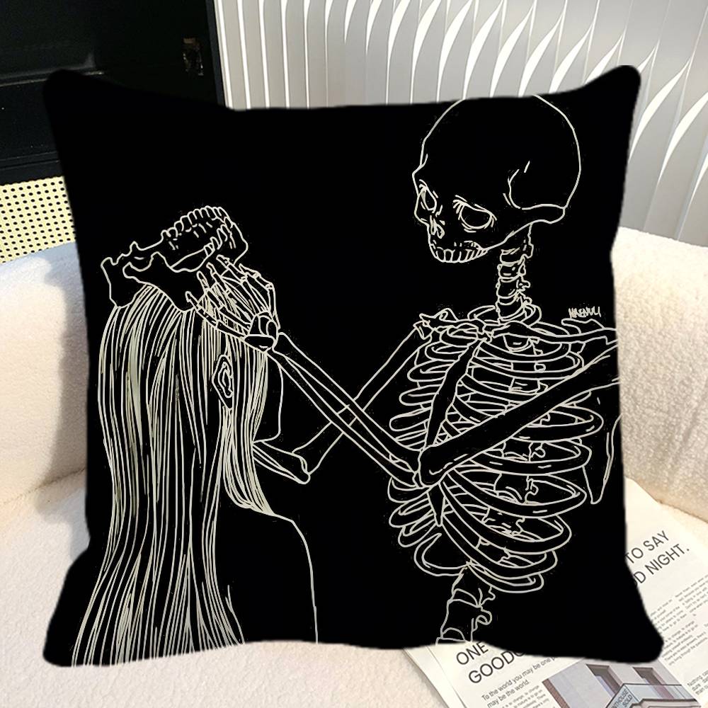 Simple Skull Love Married In Love Pillow Case Square Pillow Bedroom Sofa Leisure Comfort Cushion Car Home Decoration