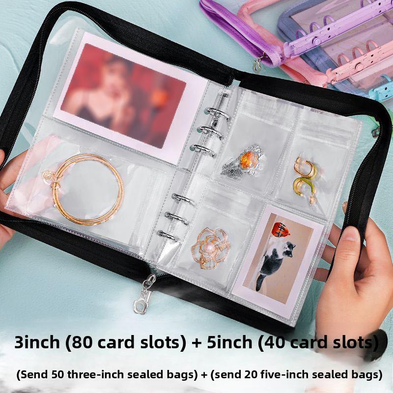 1 Set Candy Colors Convenient Large Capacity Photo Album Includes Sealed Bag Portable Multiple Sizes Multi-Function 25.3x18.5cm