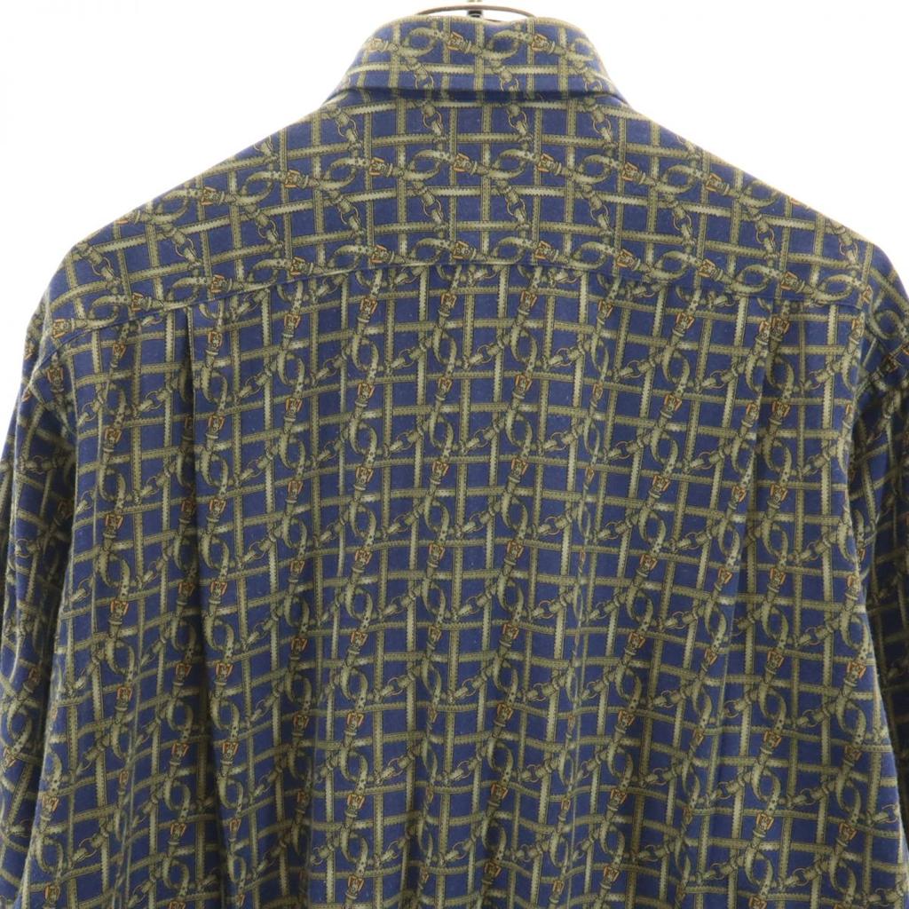 Aquascutum made in Japan Overall handle Long sleeve shirt M Navy system Men's Used