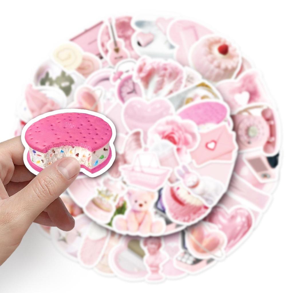 50 Pink Sheets Nordic-Style Cartoon DIY Planner Stickers - Waterproof Notebook Accessories, Perfect for Birthdays
