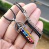 7 Chakra Healing Crystal Necklaces, Natural Hexagonal Chakra Crystal Gemstone Pendant Necklaces, Pointed Quartz Stone Jewelry
