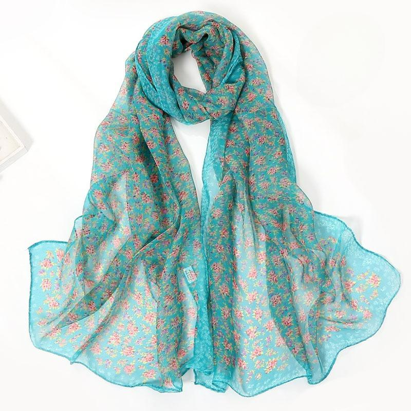 Spring and Summer Women's Small Floral Silk Scarf, Women's Georgette Scarf, Long Silk Scarf, Thin Silk Scarf