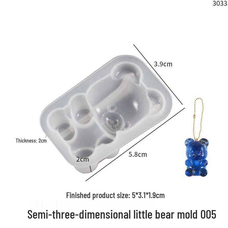 Poppy Drop Resin Mirror Little Bear, Rabbit, Mouse Silicone Mold for DIY Keychain Pendant