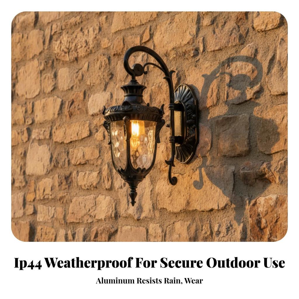 Weatherproof Outdoor Wall Sconce with Glass Shade Farmhouse Lantern