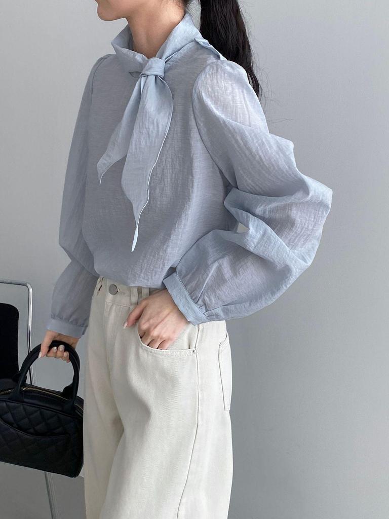 Early Spring French Style Ribbon Shirt - Women's Elegant Slim Fit Top