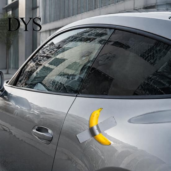 Banane Selbstklebendes Stickerband Dekorativ für Auto, Lustiger Gelber Realistischer Fruchtsticker, Auto Karosserie Kratzer Abdeckung Dekoration Aufkleber
