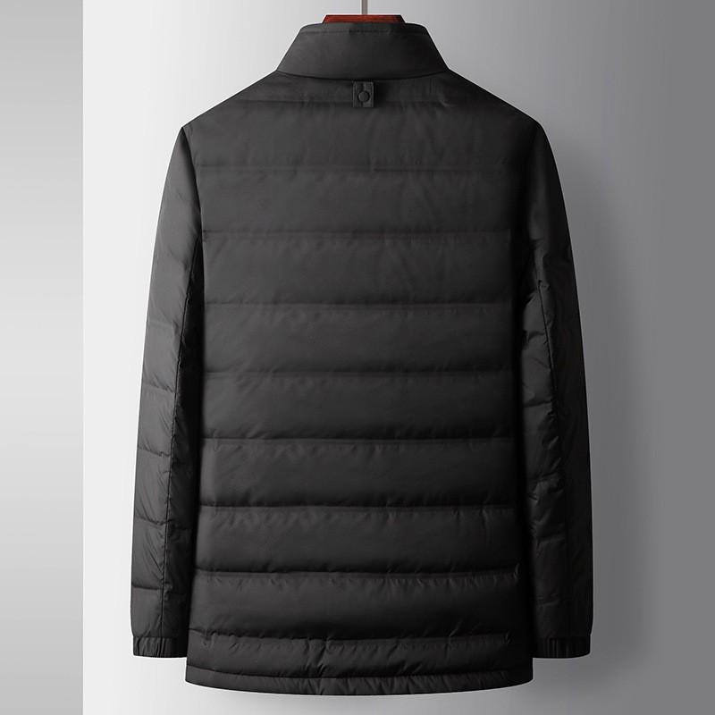 Mens Lightweight Down Jacket With 90% White Duck Stand Collar Windproof Warm Winter Coat Business Casual Wear