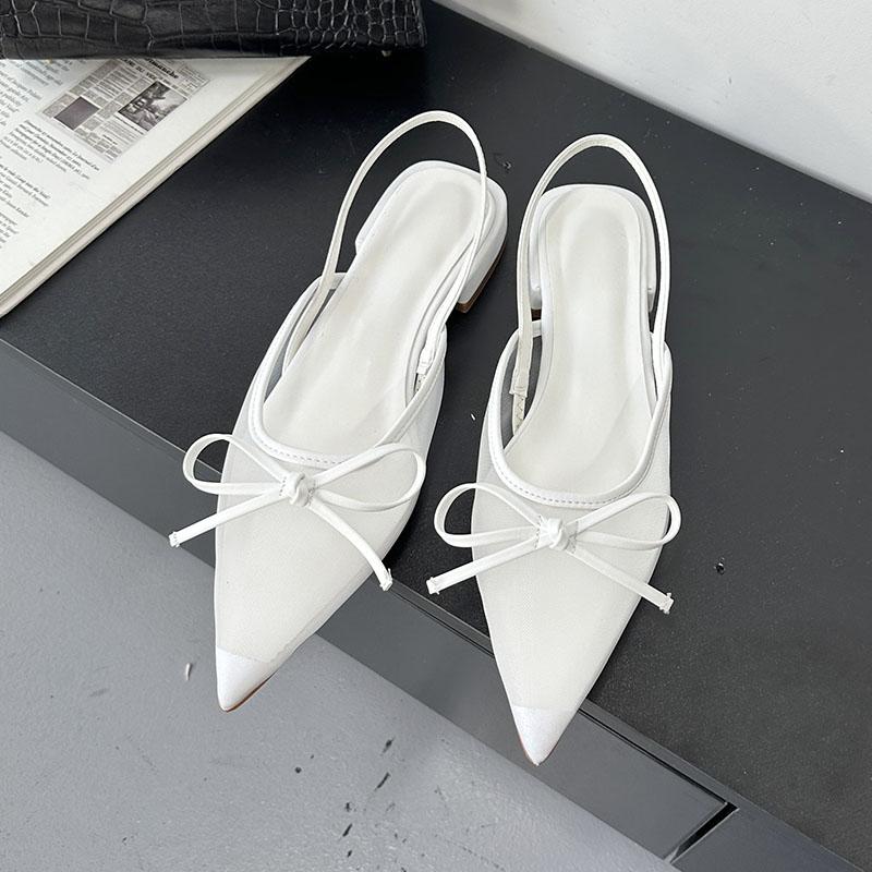 Fashion Big Size 43 Fashion Mesh Ladies Flats Sandals Shoes Shallow Female Butterfly-Knot Footwear Pointed Toe Women Flats Sandals Shoes