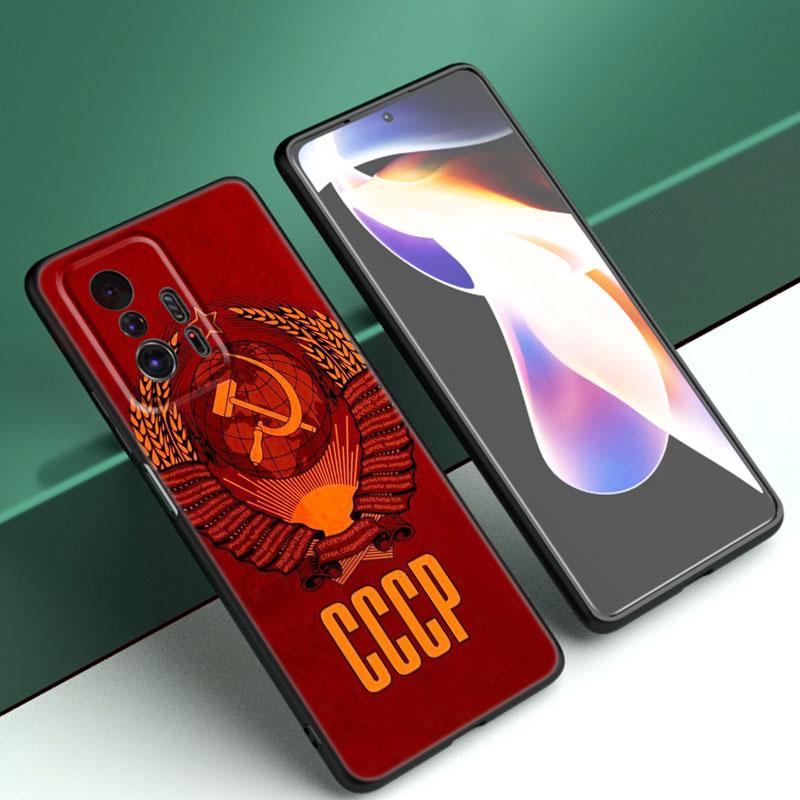 The USSR Flag Symbol Black Silicone Phone Case For Xiaomi Mi 9 SE 8 10T 11 12 13 Lite 9T 11T 12S 12T 13T 14 Pro 5G NE 11i 12X