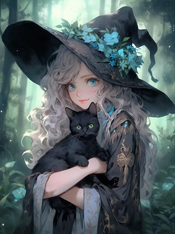 Kittens And Cute Little Girls Personality DIY Full Drill Diamond Decorative Painting