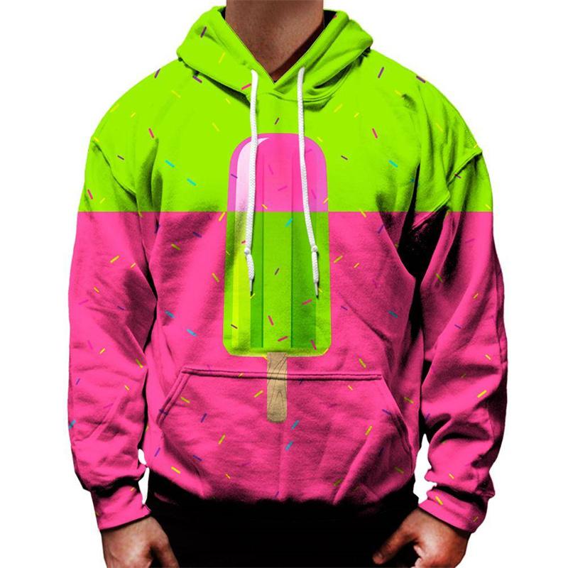 Colorful Ice Cream Hoodie Men 3D Printing Popsicle Donut Sweatshirt Long Sleeve Hoodies Tops Women Street Oversized Pullovers