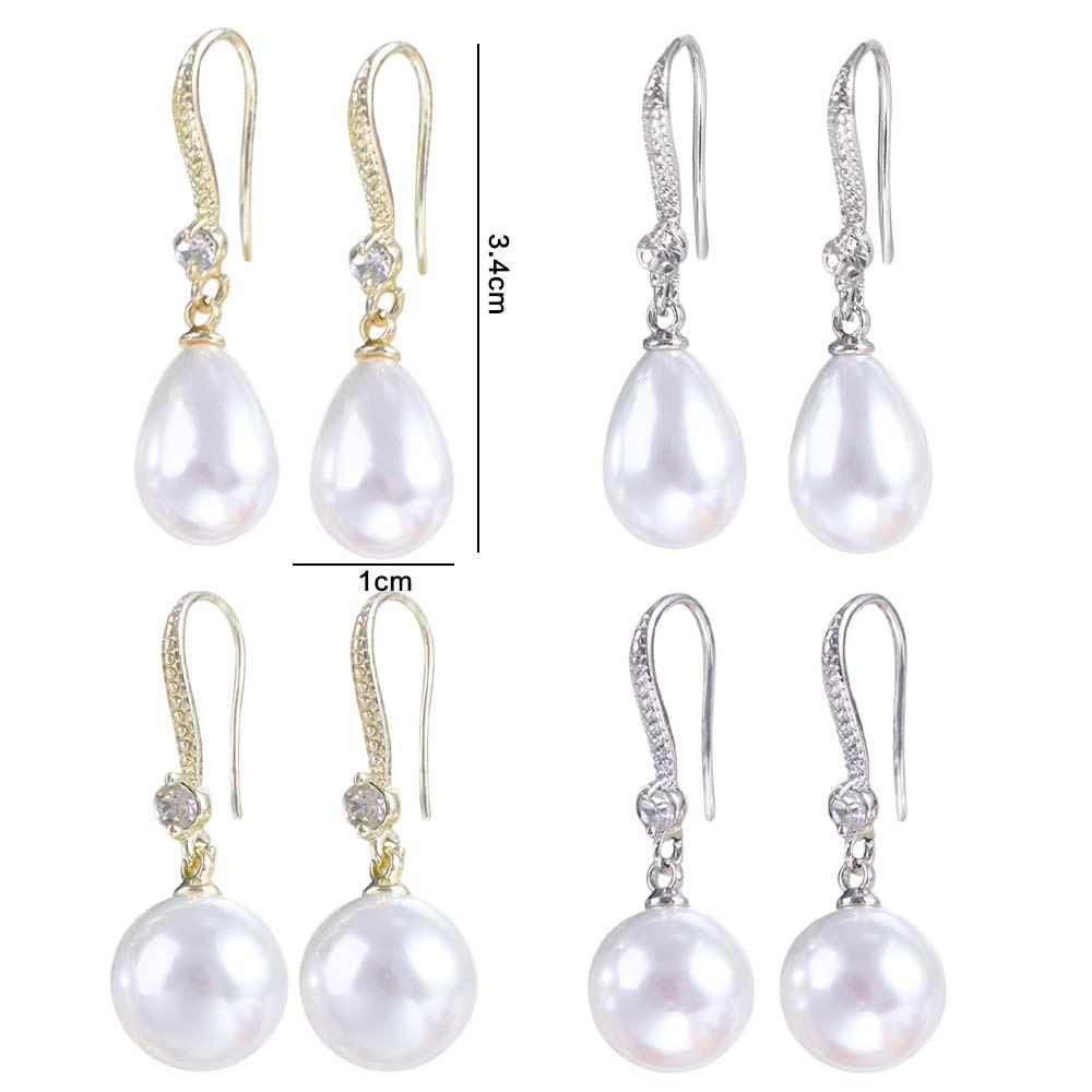 Water Drop Shape Long Earrings Simulation Freshwater Pearl Temperament Drop Earrings Rhinestone Shell Beads Ear Hook Female
