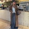 Wildleder Reversmantel Damen Winddicht und Warm Gerader Röhrenmantel Elegant Britischer Stil Pendler Oberbekleidung Herbst/Winter 2025