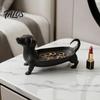 Accessoire de Bureau Teckel Plateau de Rangement Imprimé en 3D pour Bijoux Clés Boucles d'Oreilles, Organisateur Créatif Moderne pour Bureau Maison, Ornements Chien de Table