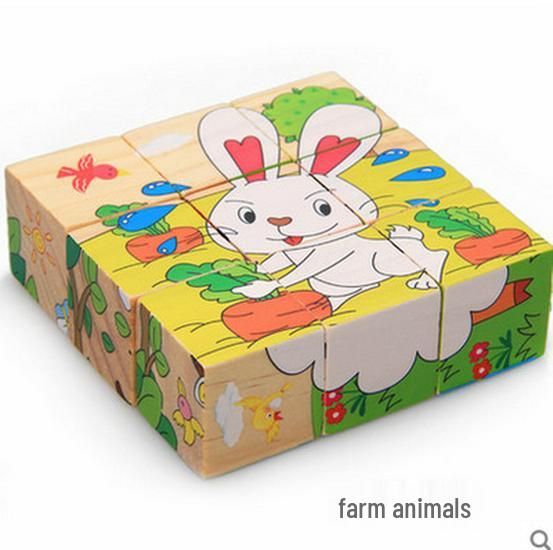 

Детские 9-элементные деревянные 3D-пазл-блоки - Раскрашенная с шести сторон креативная игрушка для детского сада