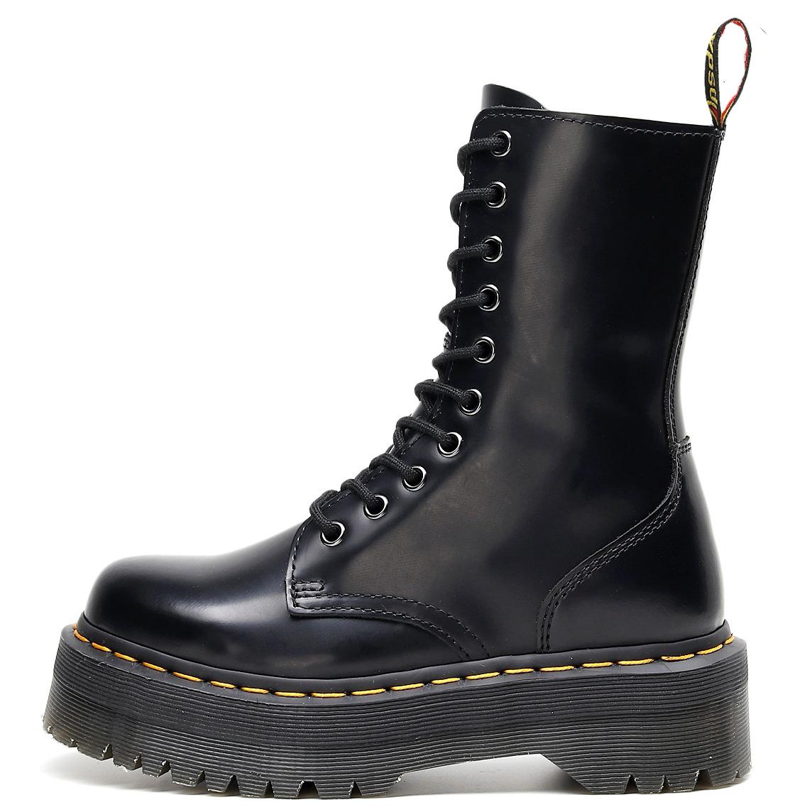 

Женские мотоциклетные ботинки 1490 на толстой подошве с 10 отверстиями и боковой молнией — шнуровка, платформа, длинные ботинки в британском стиле. 40