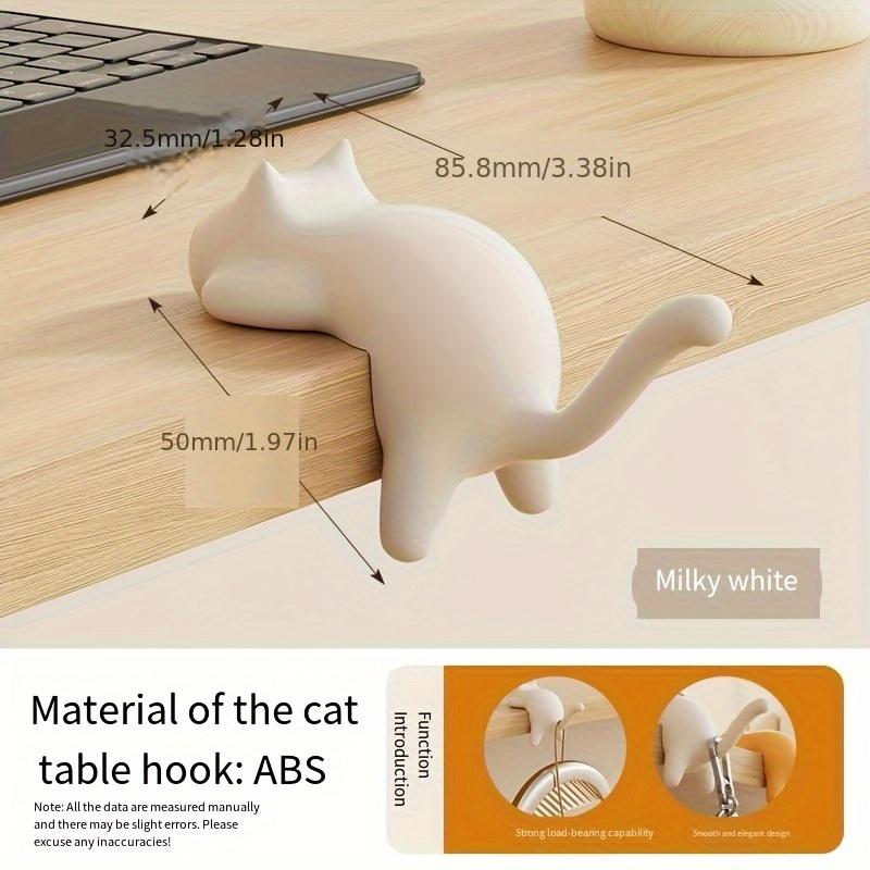 

1 шт. Милый дизайн кошки Портативный держатель для подвесной сумки - Прочный настенный крючок для стола, Легкий портативный органайзер для офиса и кухни белый