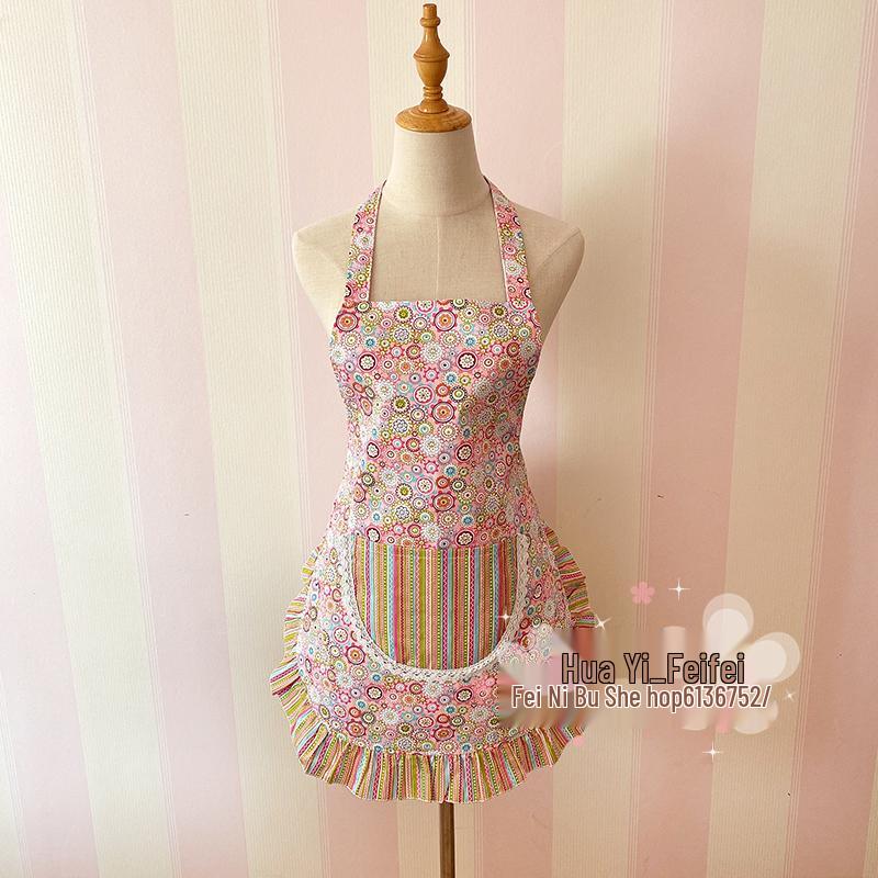 Korean Style Cotton Lace Apron - Cute, Sleeveless, Anti-Stain Kitchen Wear