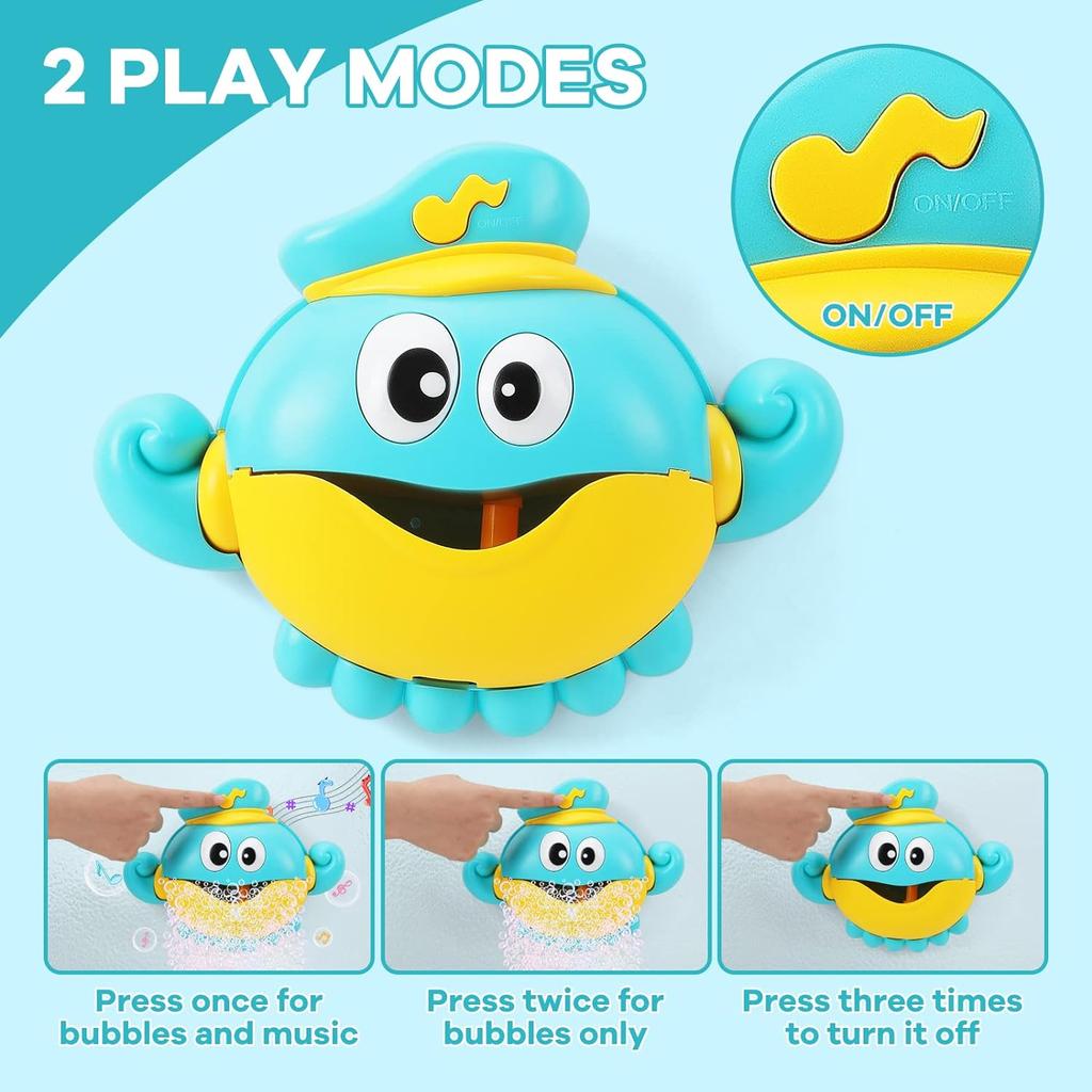 Badespielzeug Baby Badespielzeug Seifenblasenmaschine mit Musik Automatischer Oktopus Seifenblasenmacher Badespielzeug Baby Ab 18+ Monate