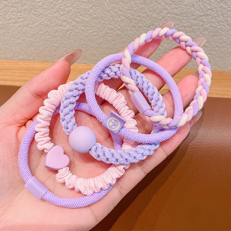 5PCS Colorful large circle children's rubber bands do not harm hair, girl headbands, Korean baby hair accessories, hair rings