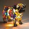 Dog Lamp Stained Resin Dog Tabletop Night Light Vintage Night Light Animals Sculpture for Bedroom and Living Room Decoration