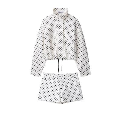Ensemble Pantalon Casual et Veste à Manches Bouffantes à Pois pour Femmes Automne 2025