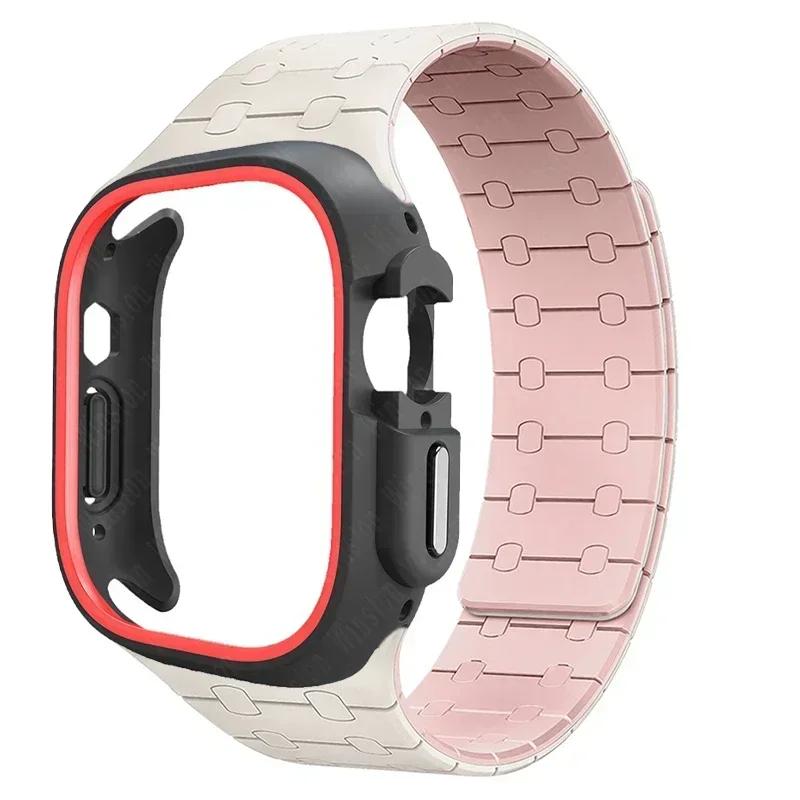 TPU Case+Silicone Strap for Apple Watch Band Ultra 2 49mm 45mm 44mm 41mm Protective Case Bracelet for Iwatch Series 9 8 7 6 5 4