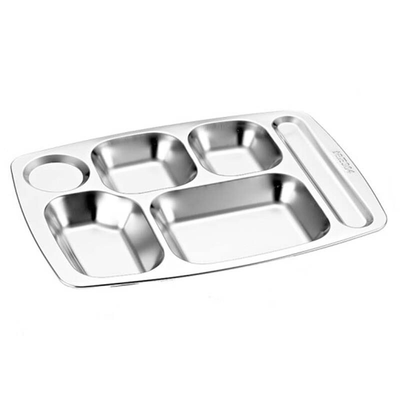 VAKADA 304 Stainless Steel 6-Compartment Divided Dining Plate Six Compartment