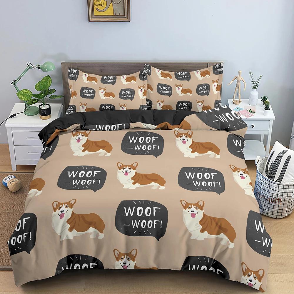 Dachshund Dog Bedding Set Cute Colorful Puppy Duvet Cover Cartoon Polyester Quilt Cover Pet Dog Home Textiles King Queen 2/3pcs