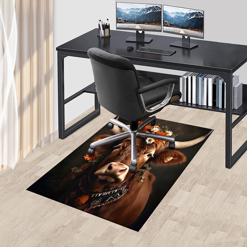 1pc Cow Flower Carpet Office Rug Outdoor Mat Home Decor Area Carpet Festival Gift Office Desk Chair Carpet