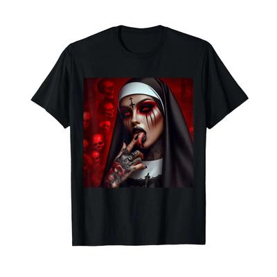 Gothic Aesthetically Occulte Unholy Grunge Emo Punk Nun T Shirt Vintage Streetwear Breathable Homme Casual Comfortable