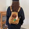 Capybara Charming Plush Toy Backpack For Children In Vibrant Orange And Pink