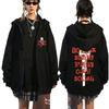 Japanese Anime Black Stone Zipper Hoodie Men's and Women's Manga Casual Zipper Jacket Men's Retro Harajuku Zipper Sweatshirt