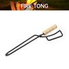 Fire Tong Charcoal Clip Metal Wooden Barbecue FireTongs Heat-resistant Carbon Picking Clip Outdoor Picnic Fireplace Clamp