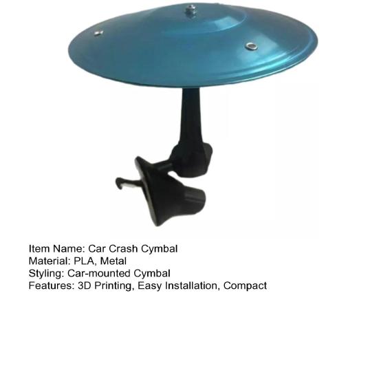 Car Crash Cymbal Air Vent Easy Clip-On Small Cymbal 3D Printed Metal Percussion Instrument for Music Enthusiasts