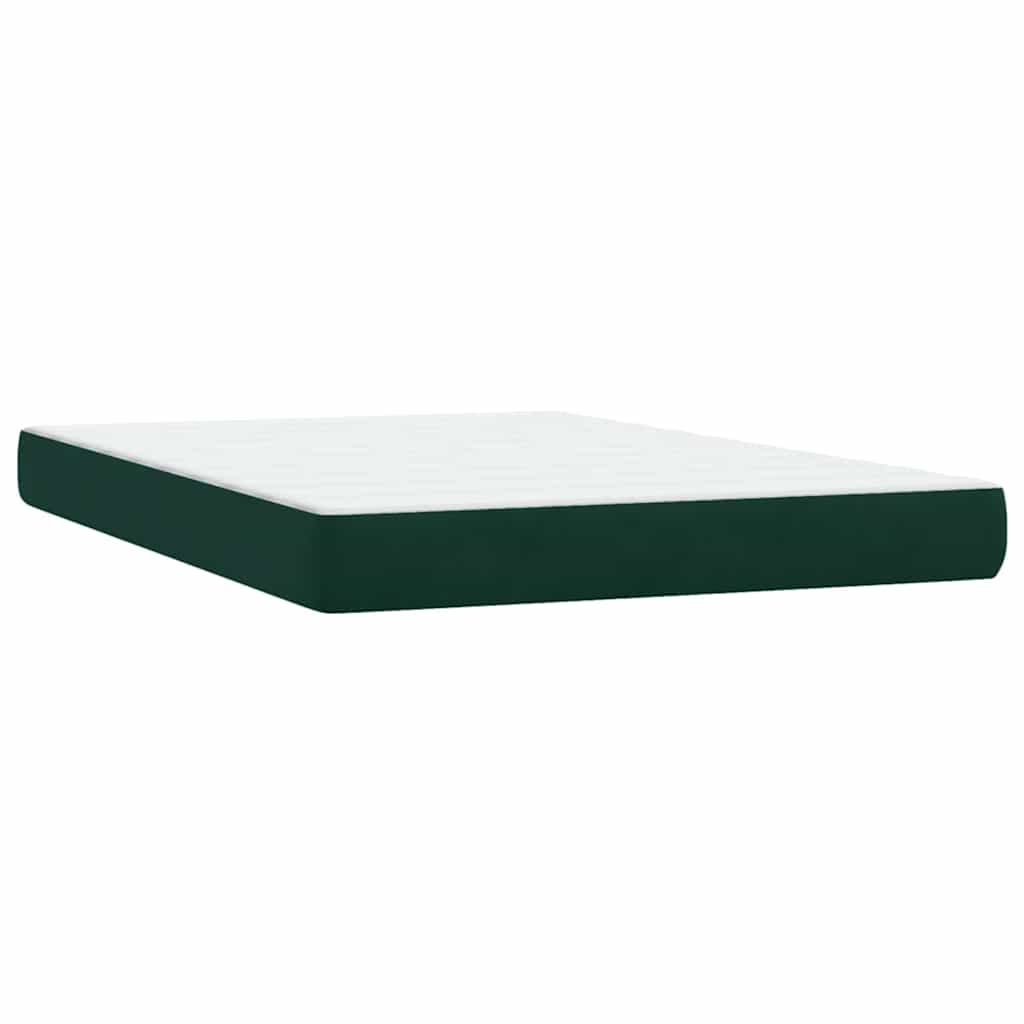 Box Spring Bed with Mattress Dark Green 160x220 cm Velvet