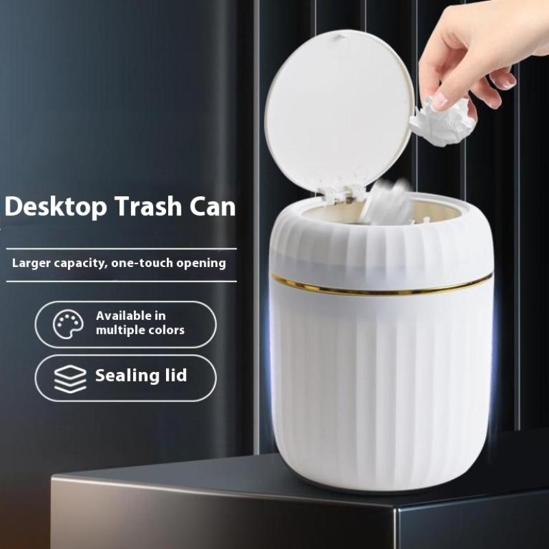 מיני פח אשפה שולחני עם מכסה פח אשפה ארגונית חדר שינה שולחן משרדי קופסת אחסון עשויה פלסטיק עמיד ציוד לבית