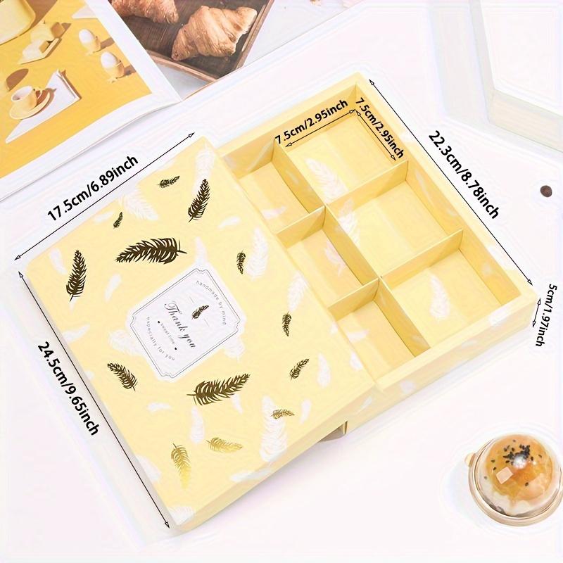 10 Stück Gelbe Feder Heißprägung Verpackungsboxen 6-teilige Verpackungsboxen Geeignet für Verpackungsboxen Heimküchen Verpackungsmaterial