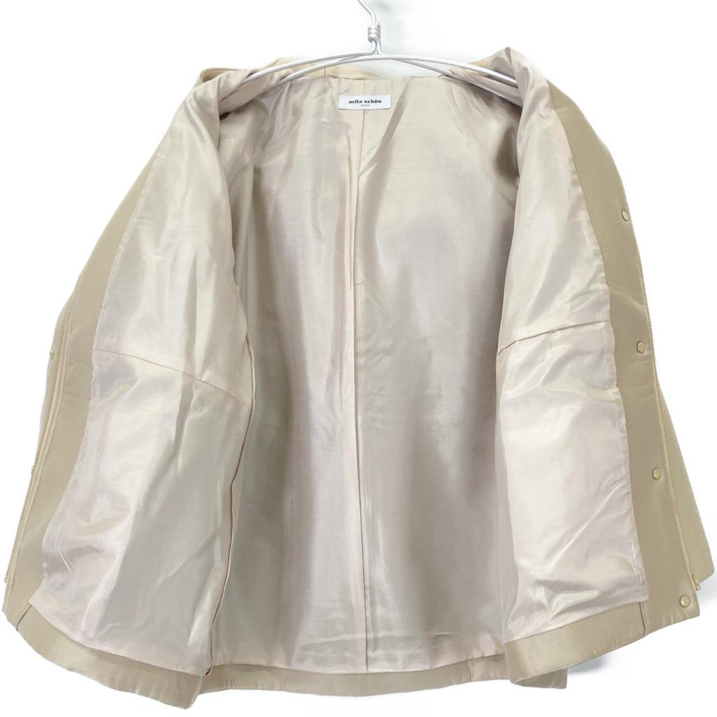 Mila Schoen 500-31103 Beige Silky Double Cross Bonding Coat coat 42 beigeUsed