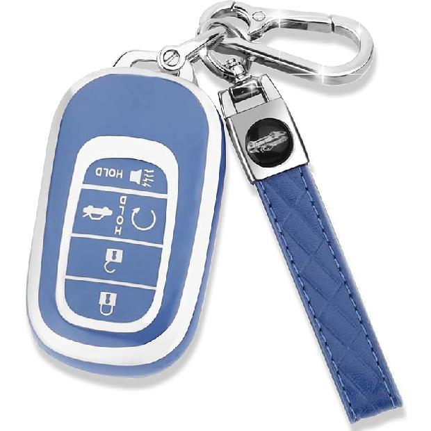 for Honda Key Fob Cover with Keychain, Soft TPU Protection Key Fob Cover Case Shell Compatible with   2024 Honda Accord Civic HR-V CR-V Pilot Smart